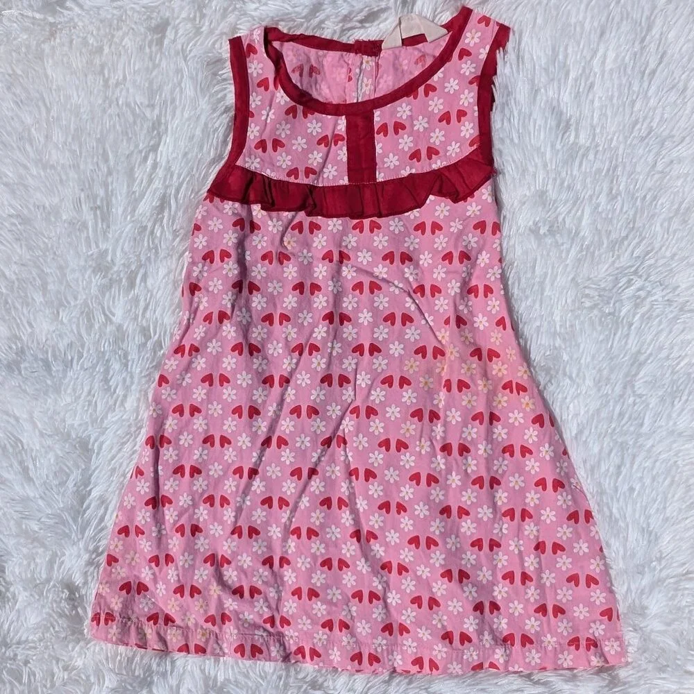 Adorable Cotton Heart-Flower Print Dress in Pink –Perfect for Playtime & Outings
